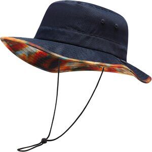 Unisex Navy Western Wide Brim Boonie with Chin Strap Hiking Classic Cowboy Hat
